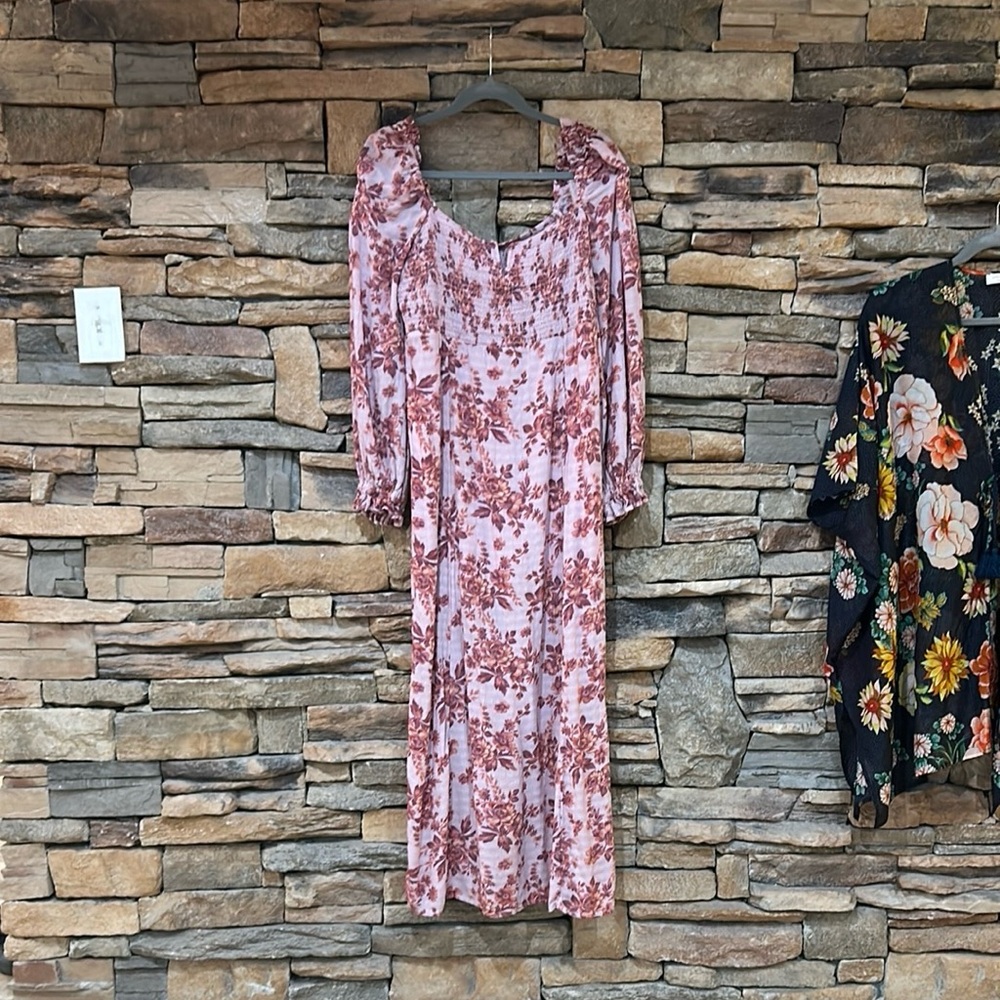 Free People Floral Pink Jaymes Long Sleeve Dress